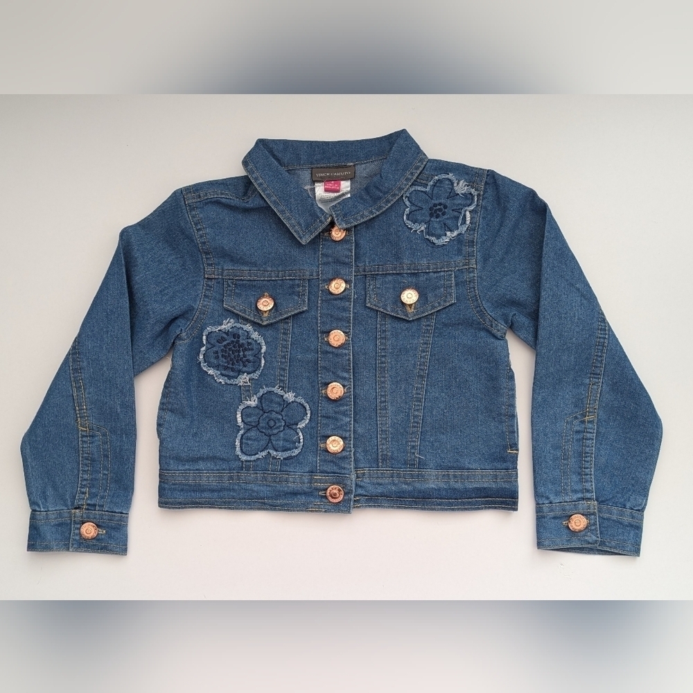 NWT Vince Camuto Kids (Sz 4) Jean Jacket w/Floral & Gold Accents & Side Pockets